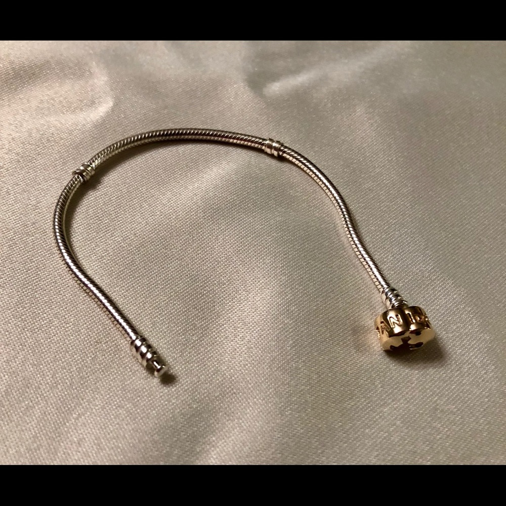 Pandora Silver bracelet with gold clasp